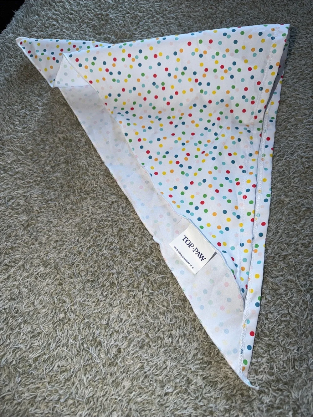 Top Paw White Bandana Bib with Multicolor Polka Dots